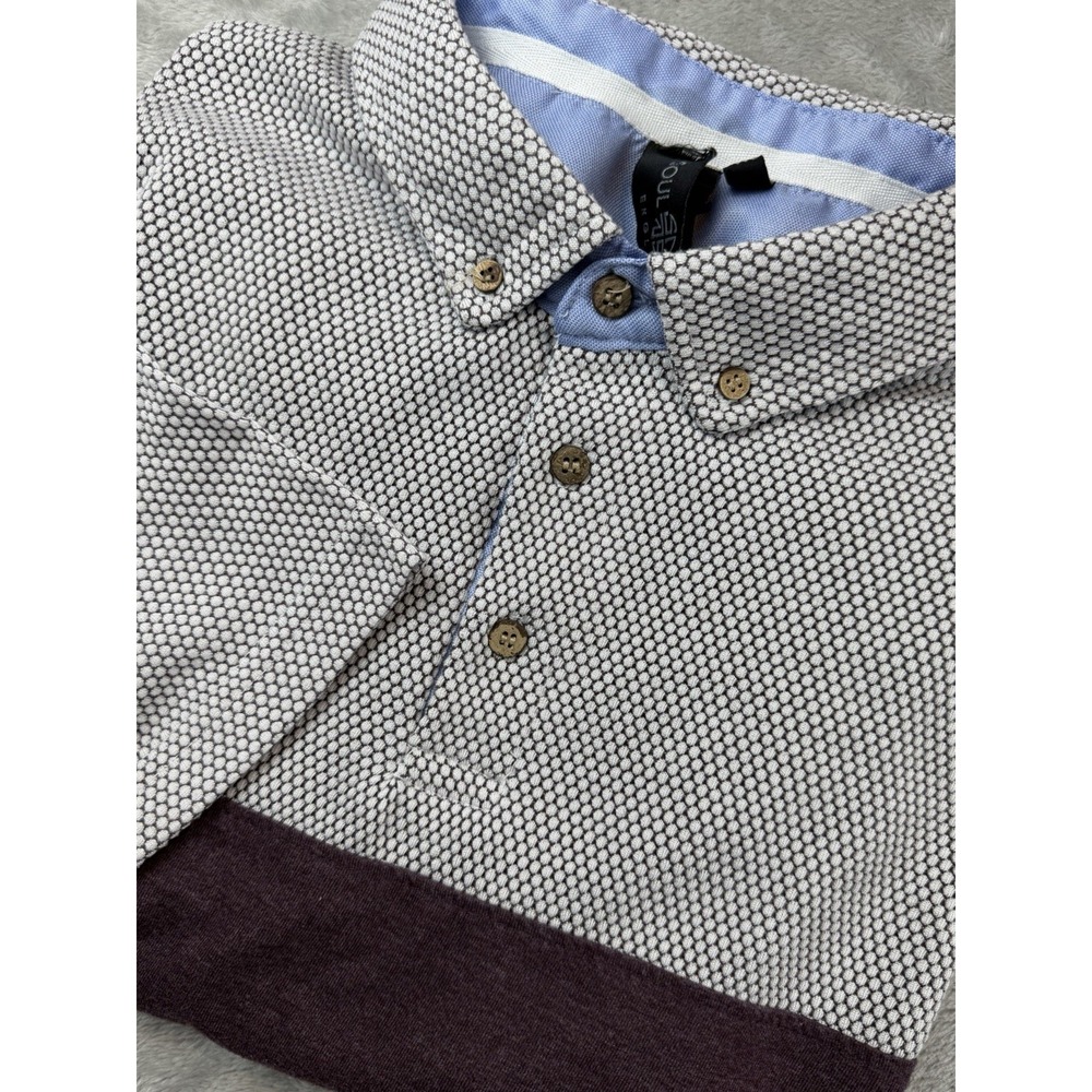 SOUL STAR ENGLAND Polo Shirt Men's XXL‎ Purple/White Dots Pattern Stretch S/S